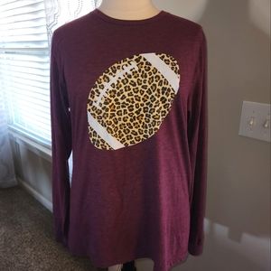 Chic Soul Leopard Football Long Sleeved Tee, Sz. XL